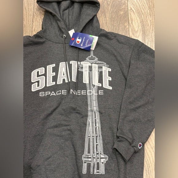 Vintage Champion Space Needle Hooded Sweatshirt - Seattle, Washington - Picture 2 of 6